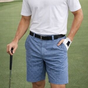 R1 Travis Mathew Mens Blue Micro Dot Golf Shorts Size 36